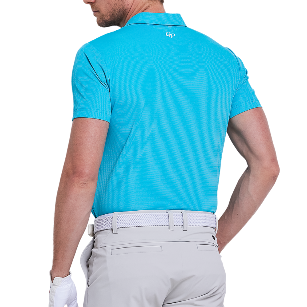 男進口竪條短袖(青藍)