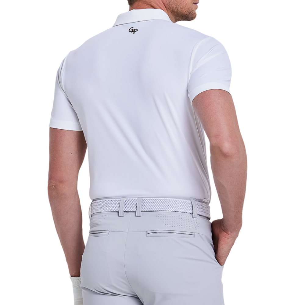 男進口竪條短袖(白)