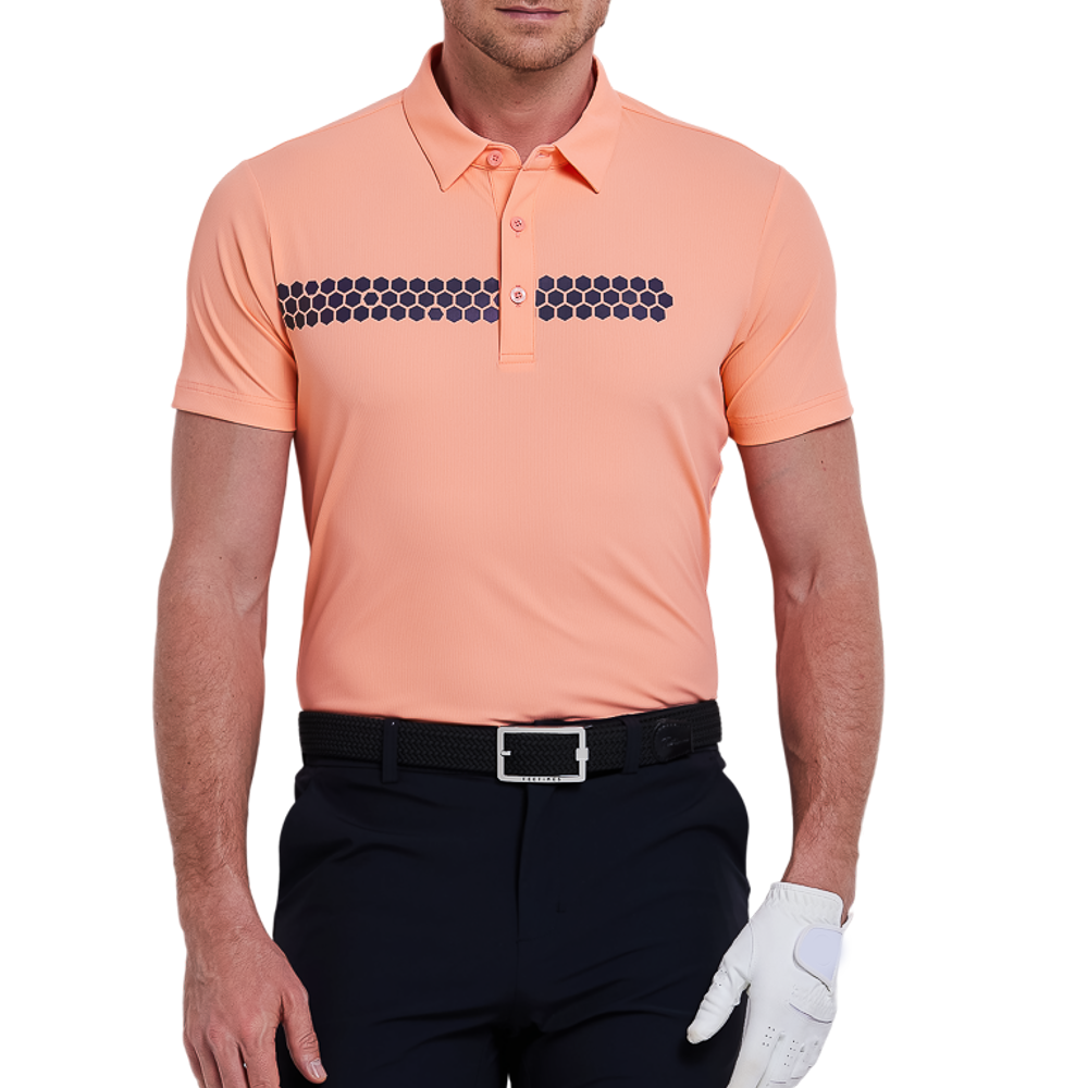 男細竪條短袖(橘)