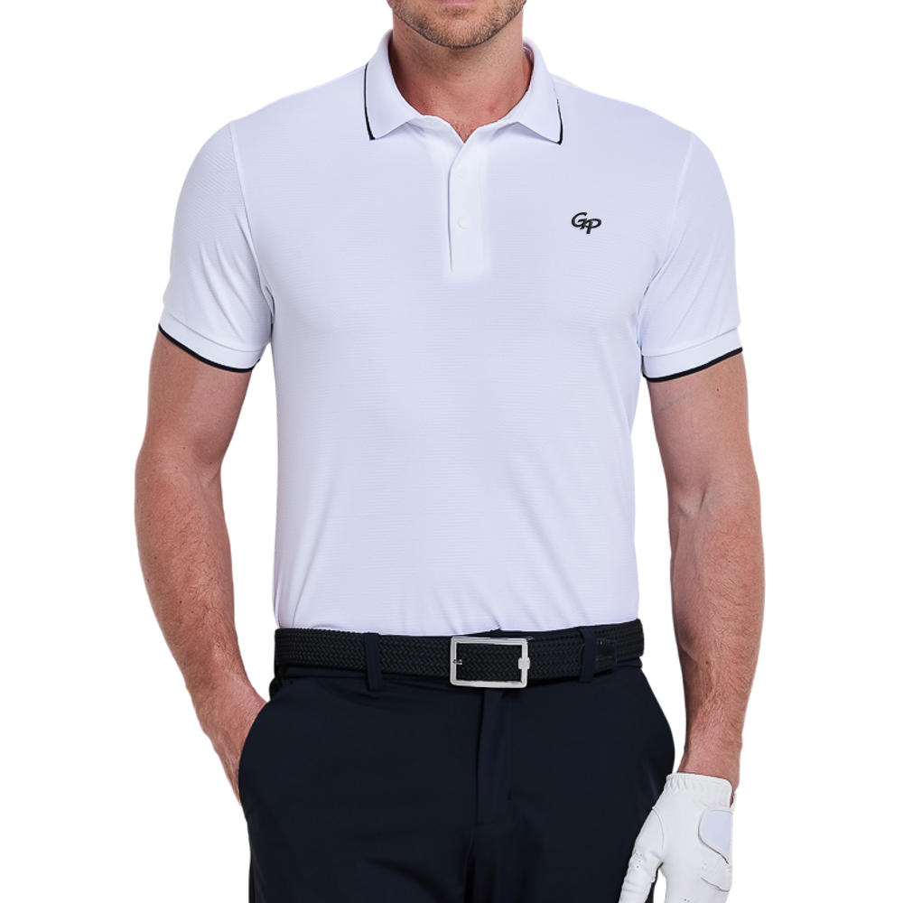 男冰感提花短袖(白)