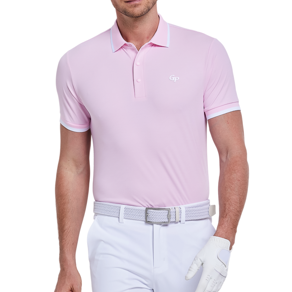 男冰感提花短袖(粉紅)