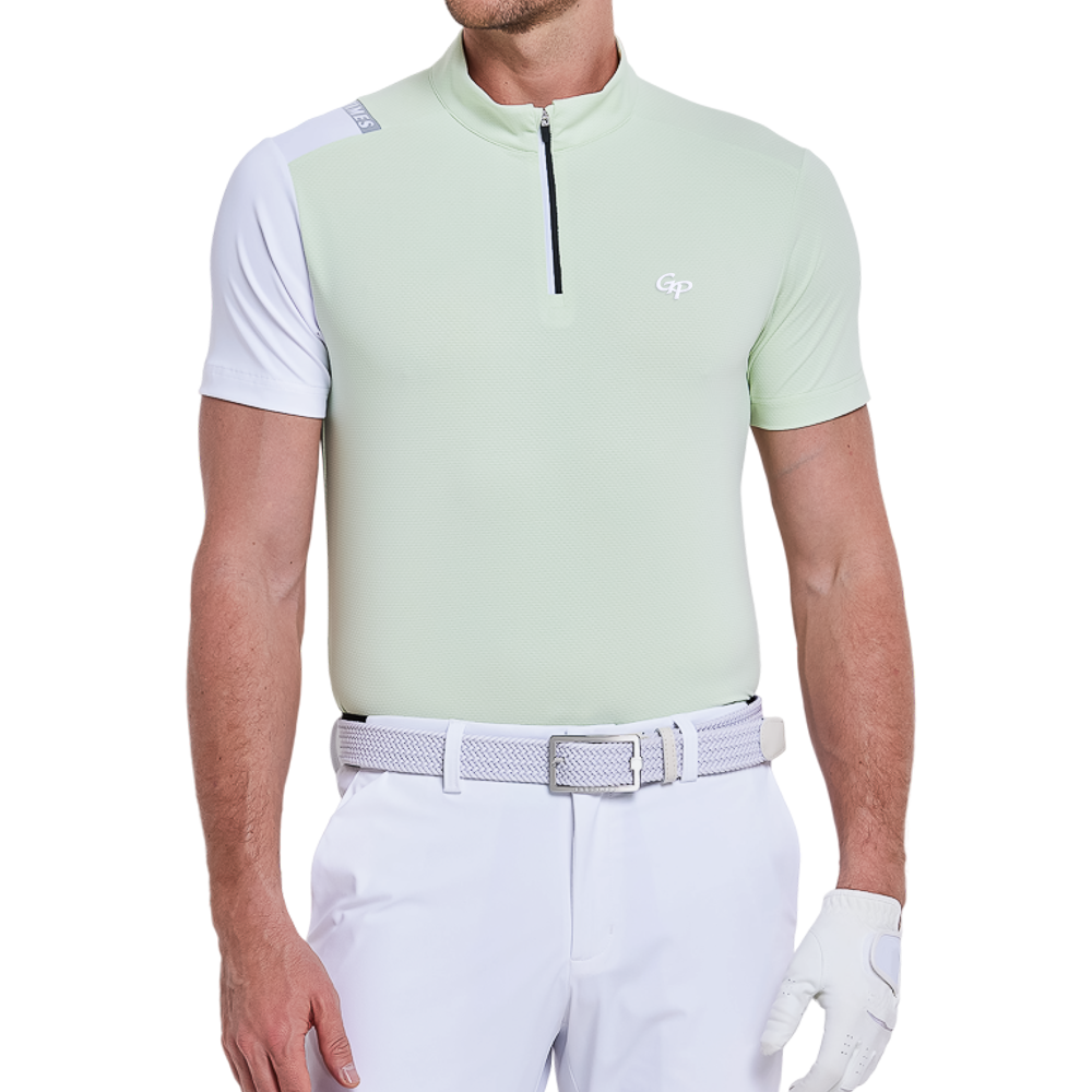 男方格透氣短袖(淺綠)