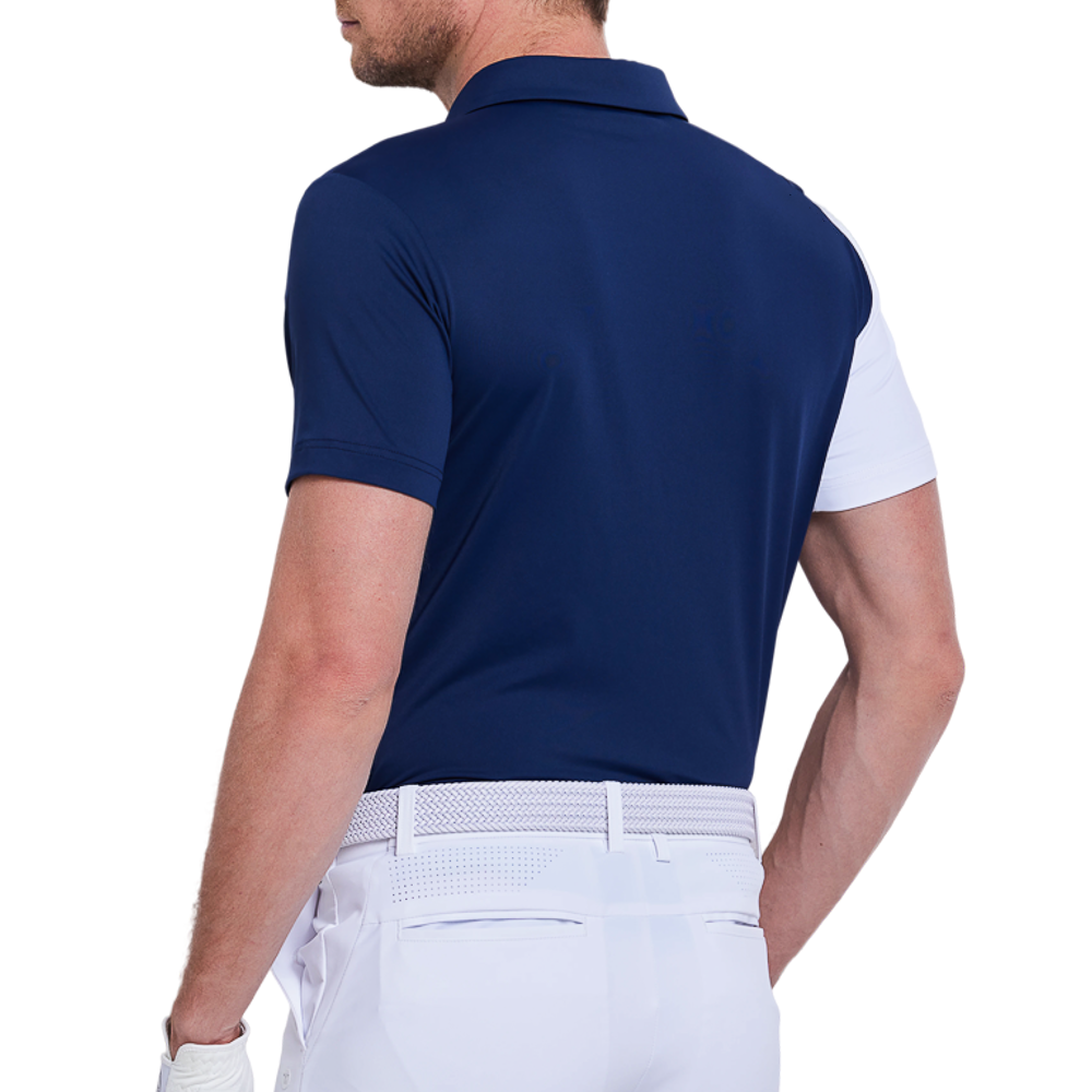 男撞色肩短袖(寶藍)