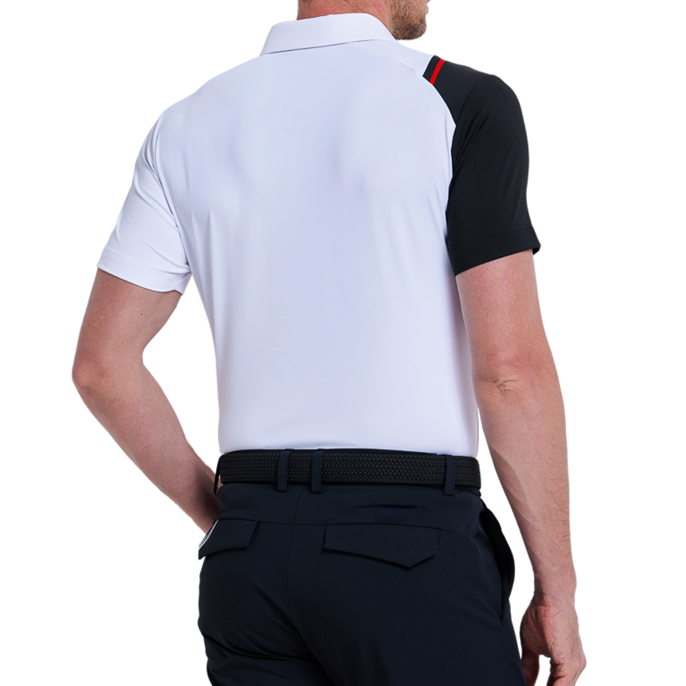 男撞色肩短袖(白)