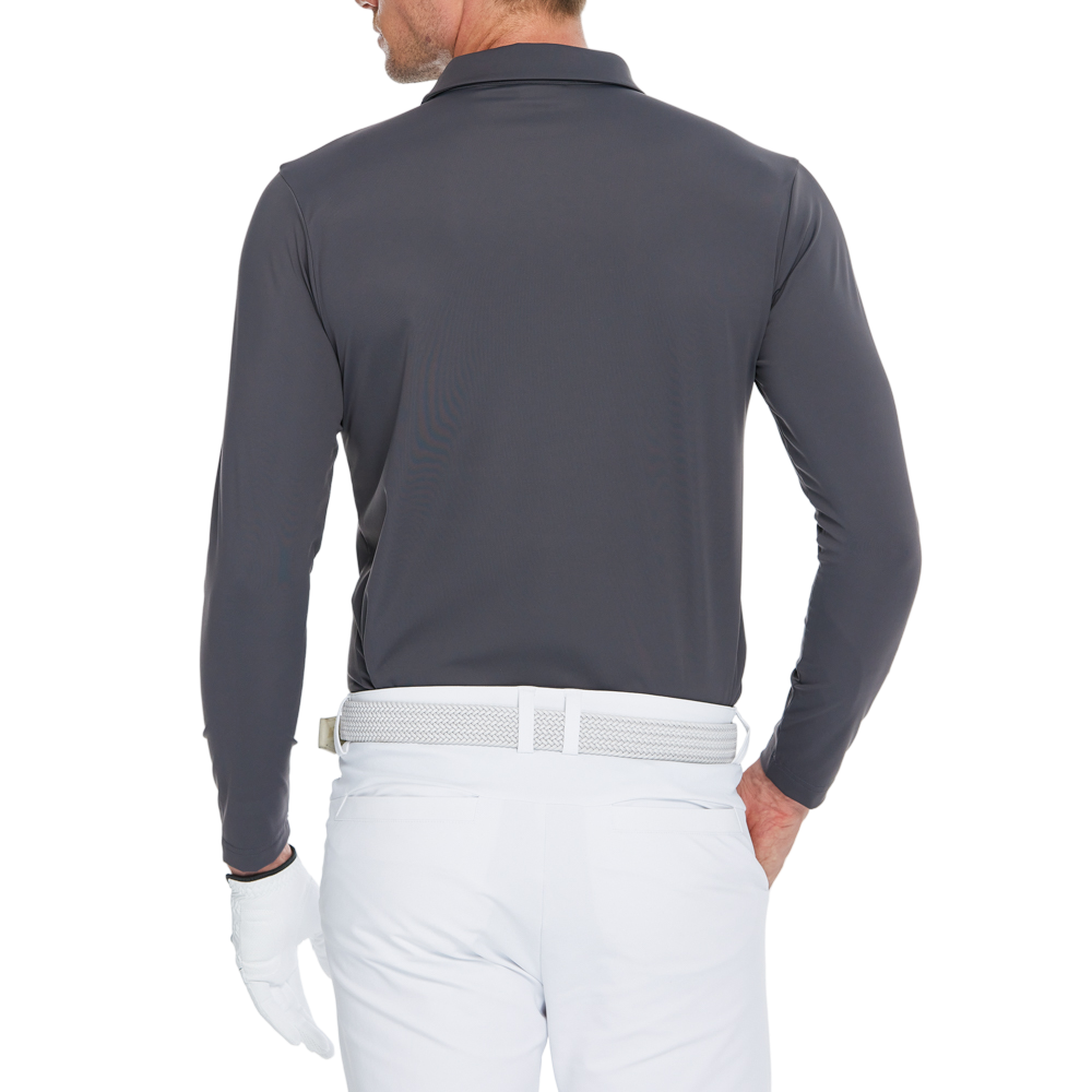 男絲光磨絨翻領長袖(灰)