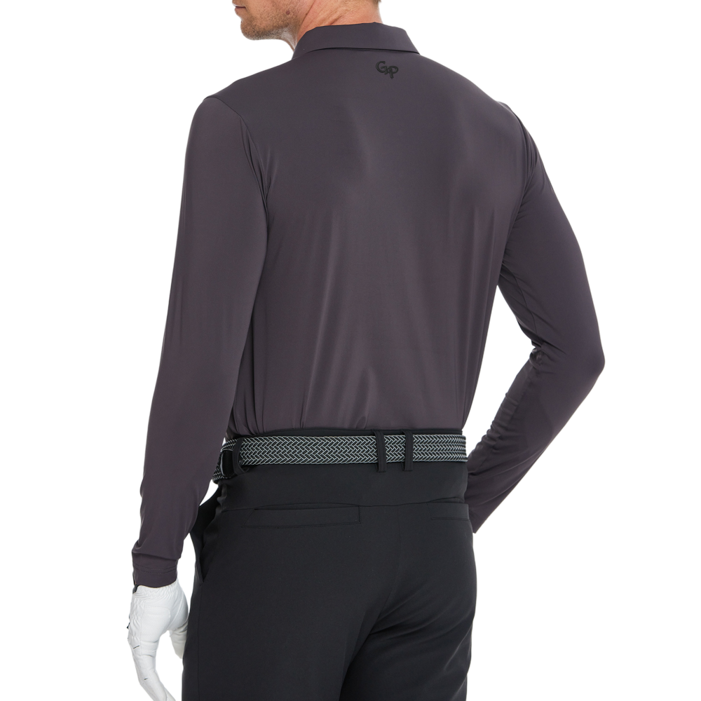 男涼感翻領長袖(深咖灰)