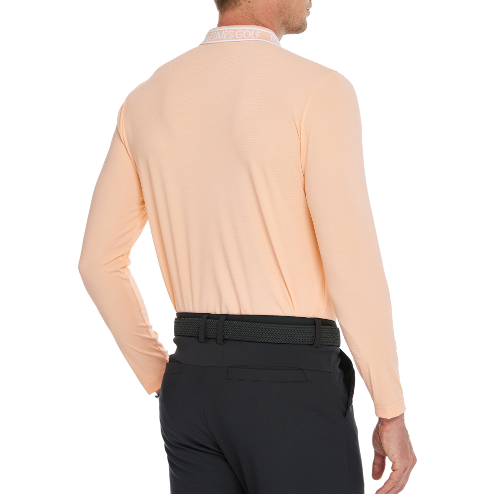 男菱格針織提花長袖(橘)