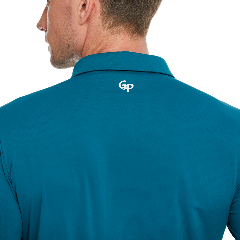 男高密透氣翻領長袖(墨綠)