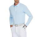 男高密透氣翻領長袖(淺藍)