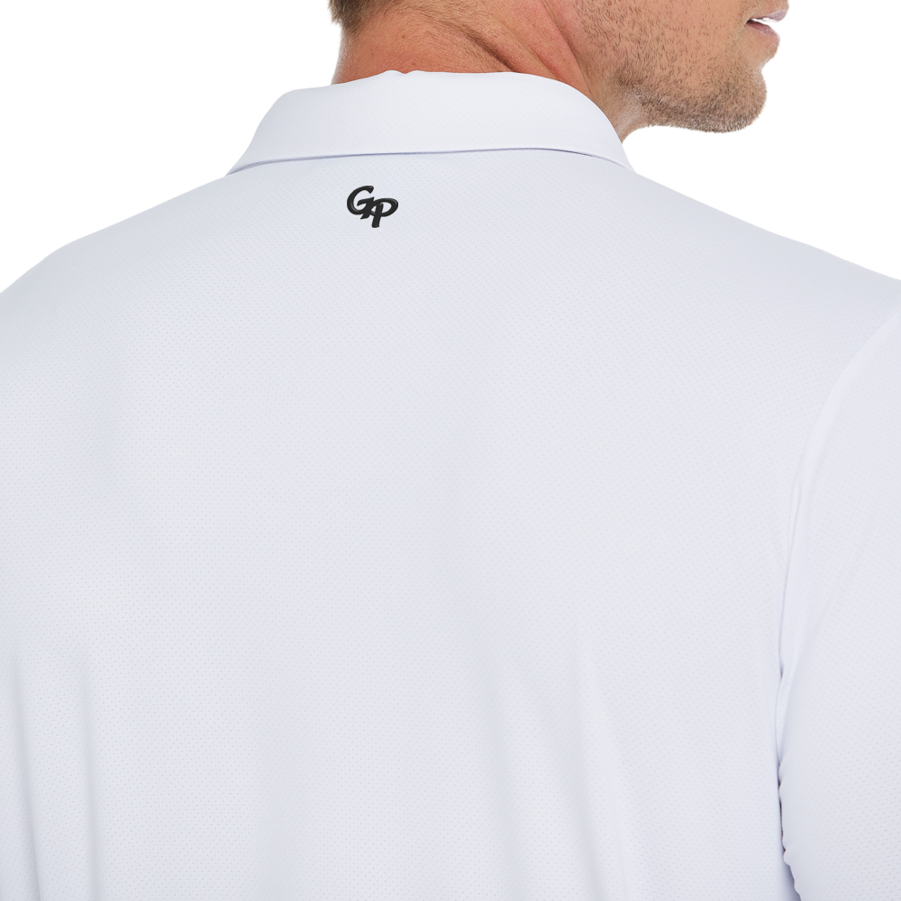 男高密透氣翻領長袖(白)
