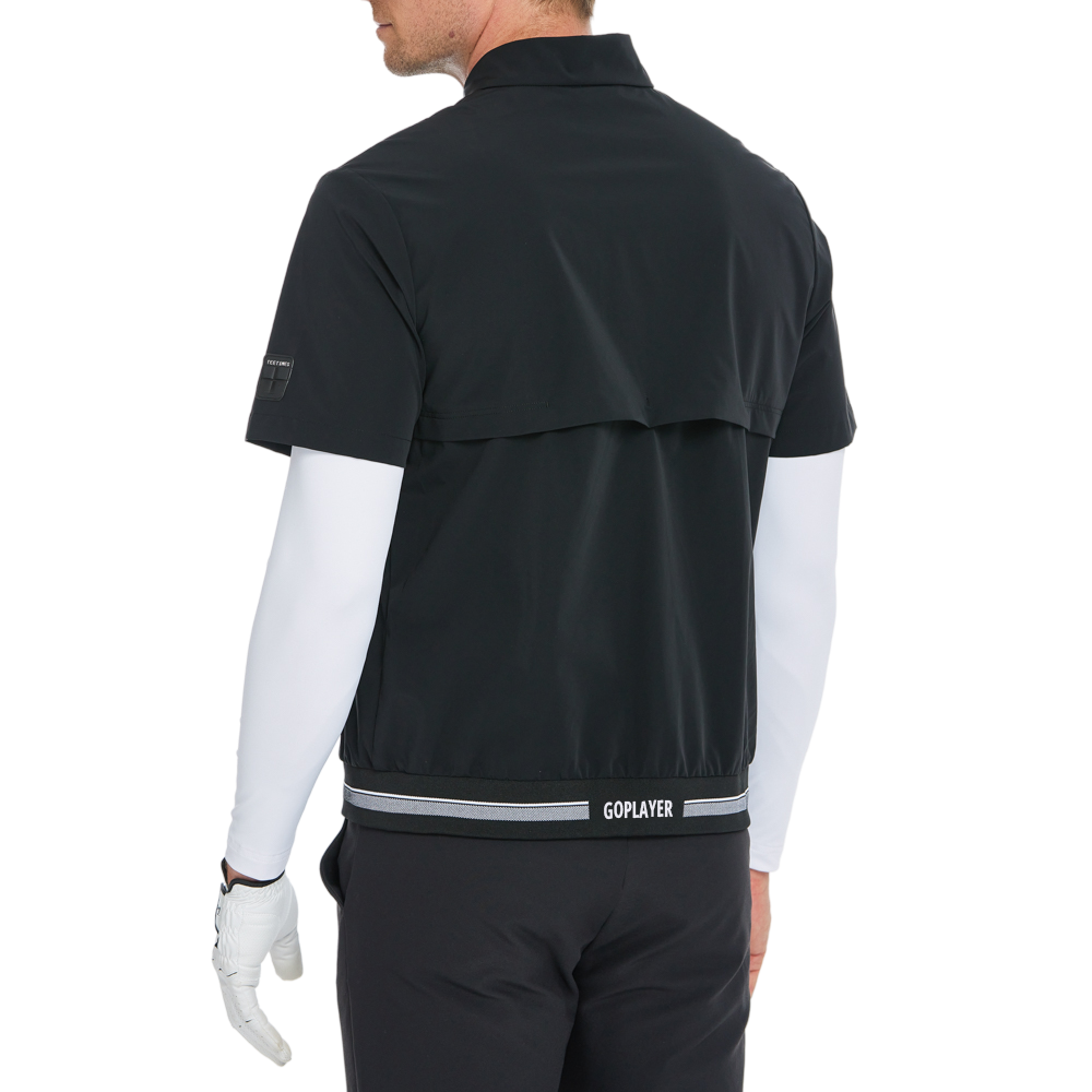 男輕薄防風防潑水半袖風衣(黑)