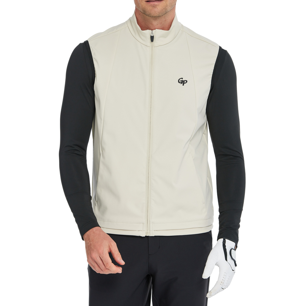 男輕薄防風防潑水馬甲(卡其)