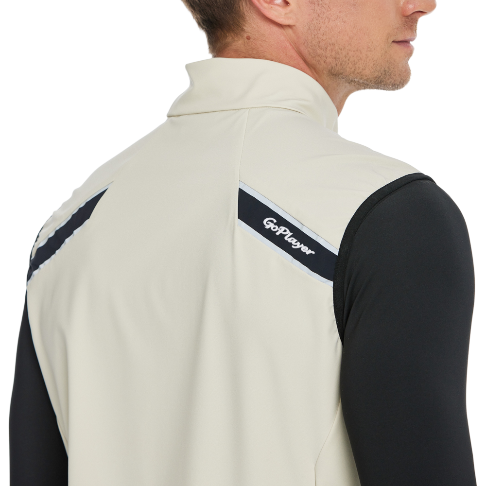 男輕薄防風防潑水馬甲(卡其)