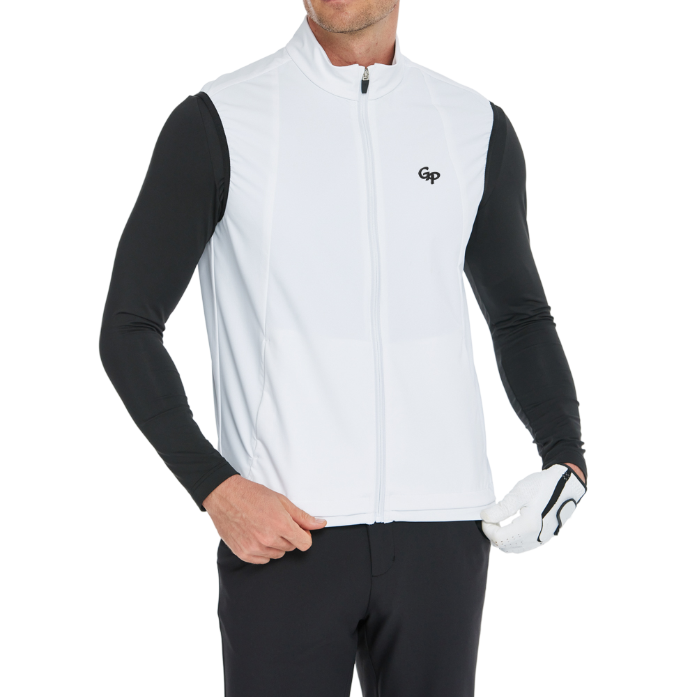 男輕薄防風防潑水馬甲(白)