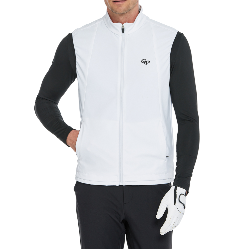 男輕薄防風防潑水馬甲(白)