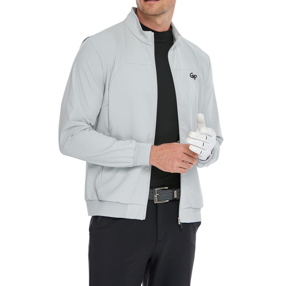 男輕薄防風防潑水風衣(淺灰)